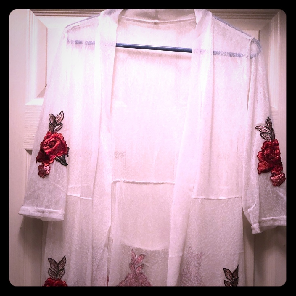 NWT sheer floral tunic XL